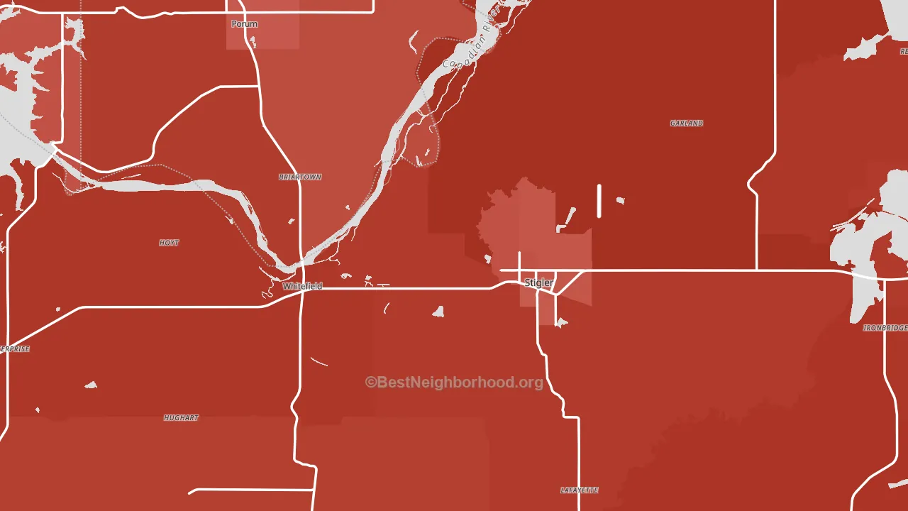 Stigler, OK block-group political-lean map