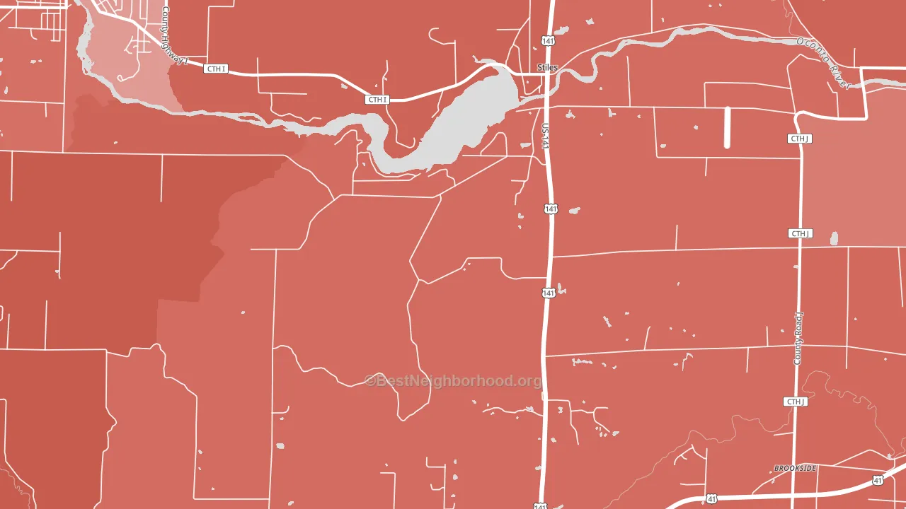 Stiles, WI block-group political-lean map