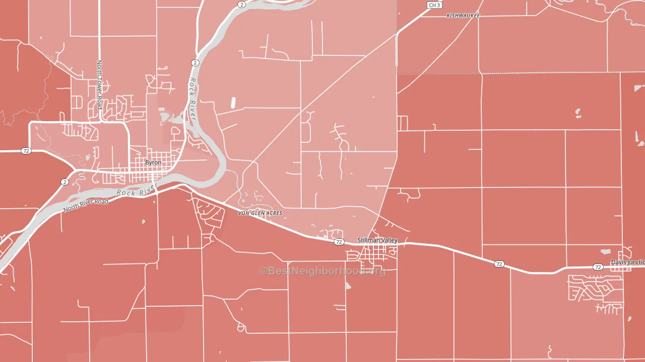 Stillman Valley, IL block-group political-lean map