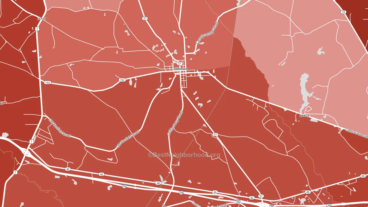 Stillmore, GA block-group political-lean map