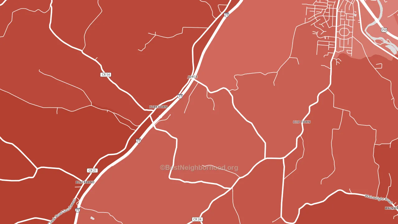 Stillwater, OH block-group political-lean map