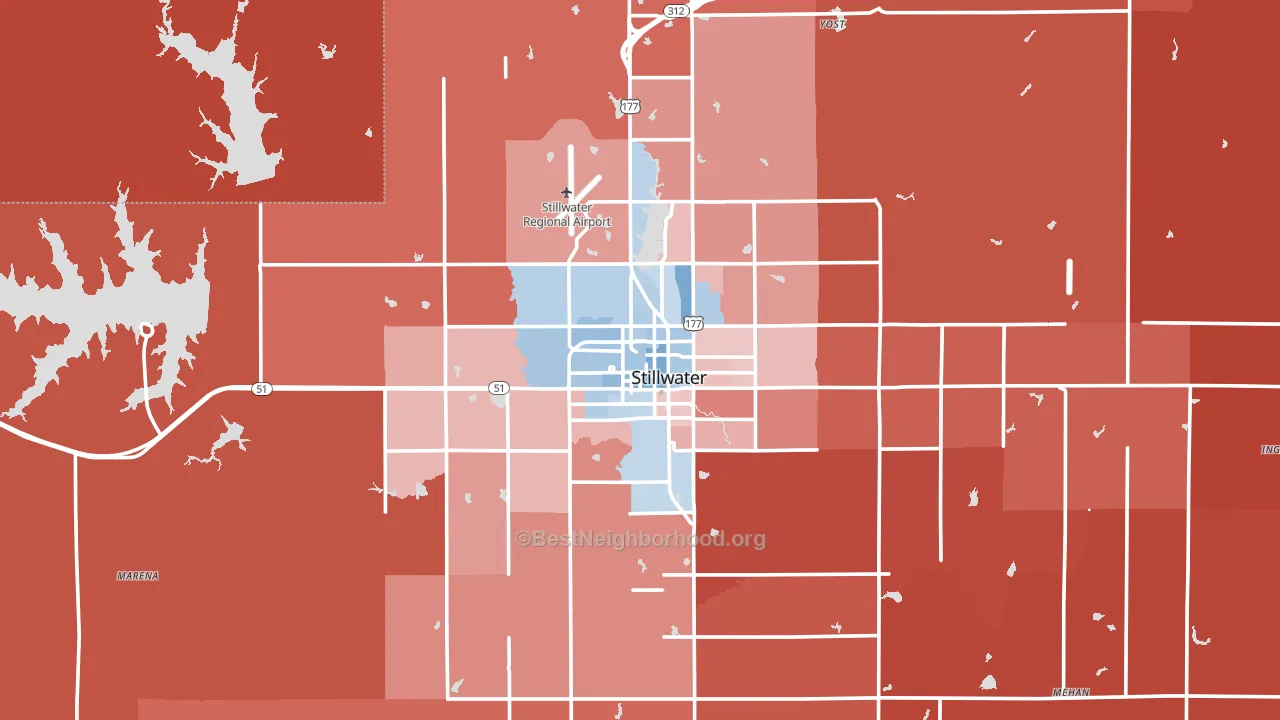 Stillwater, OK block-group political-lean map