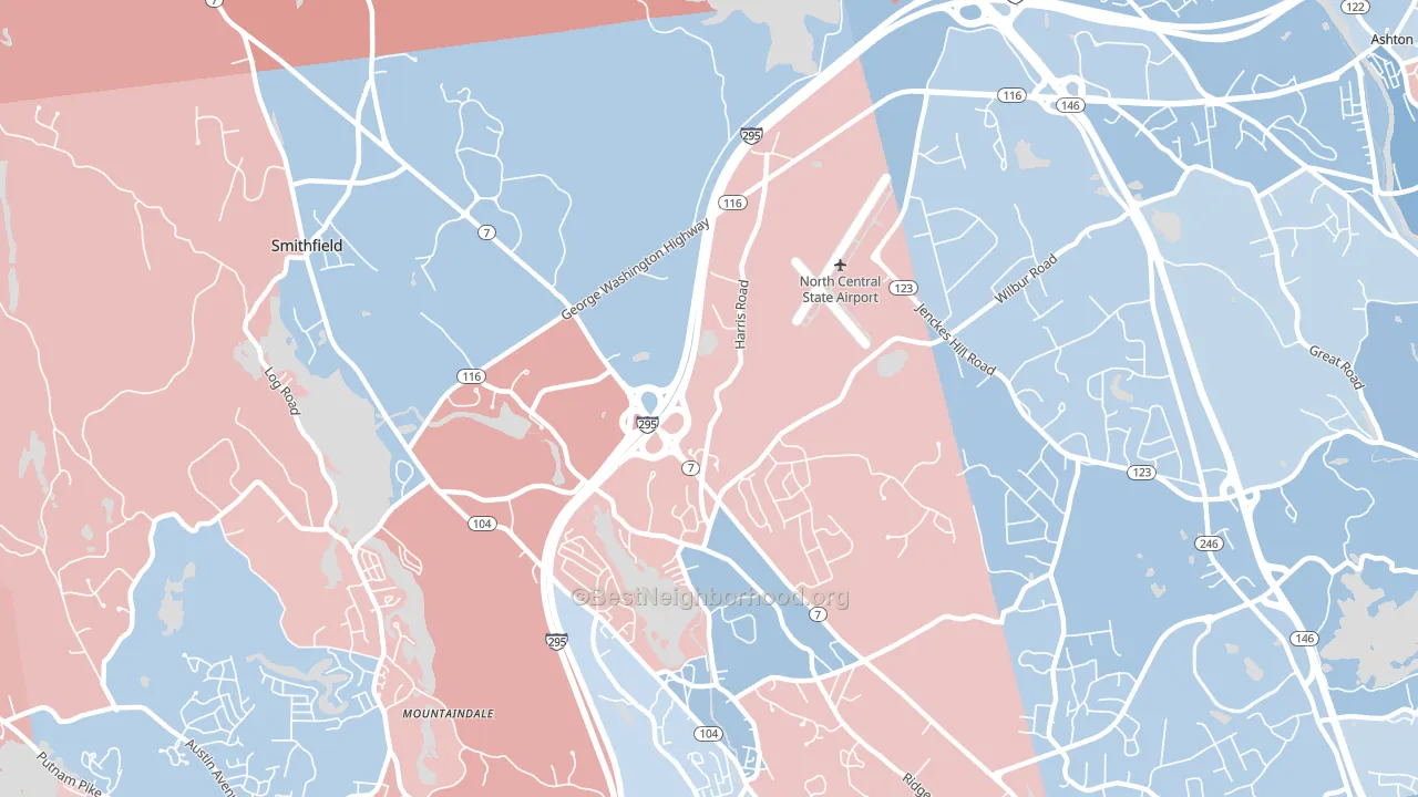 Stillwater, RI block-group political-lean map