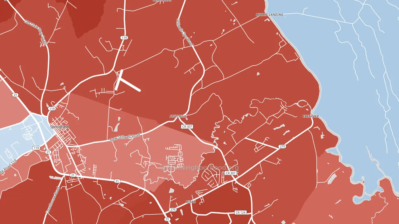 Stillwell, GA block-group political-lean map