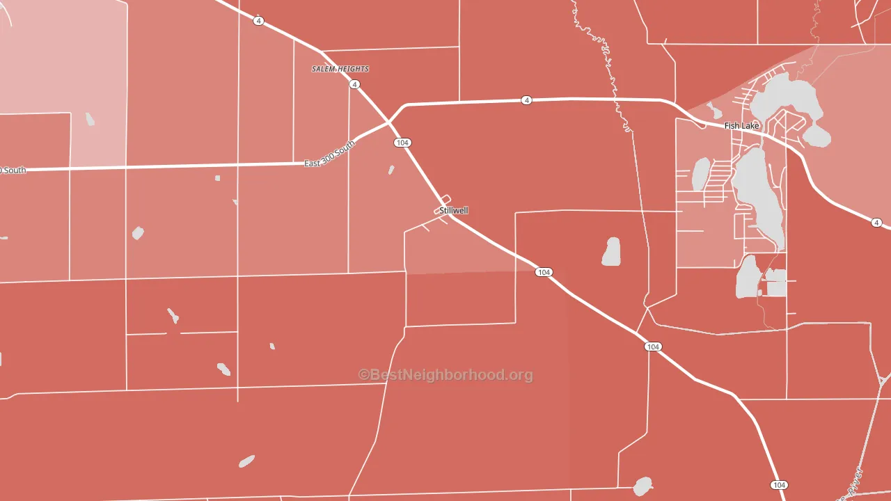 Stillwell, IN block-group political-lean map