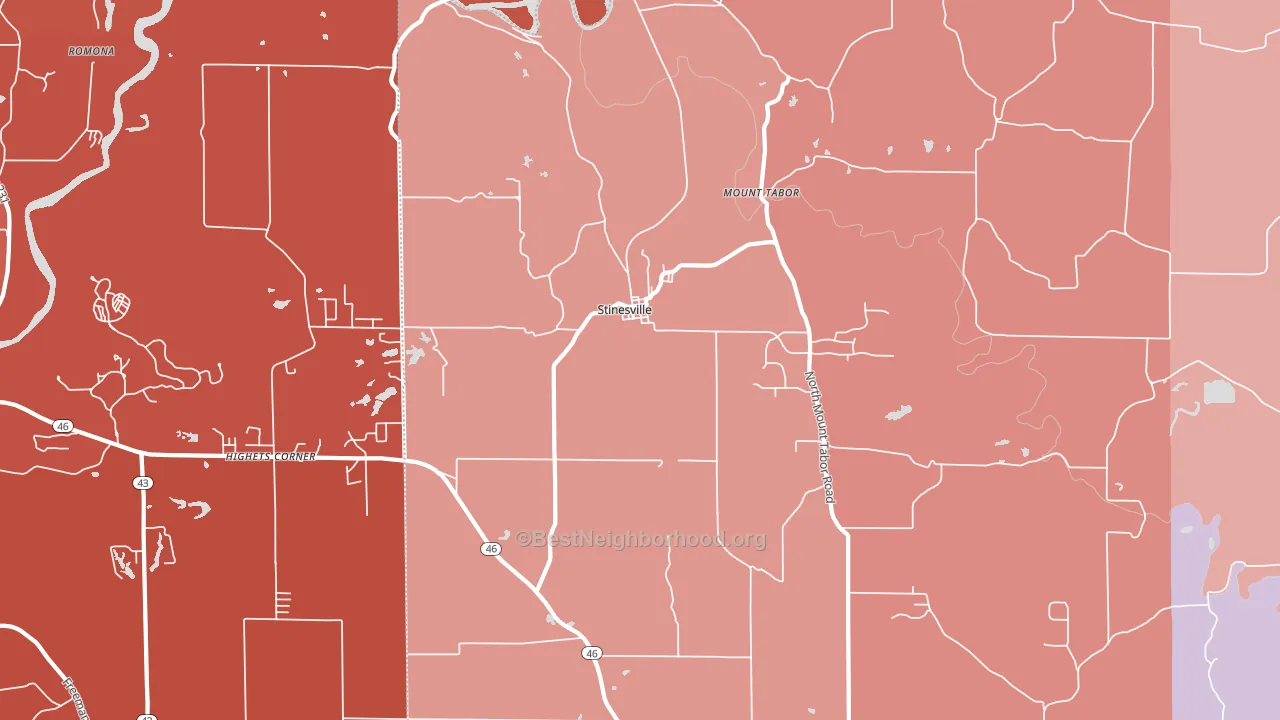 Stinesville, IN block-group political-lean map