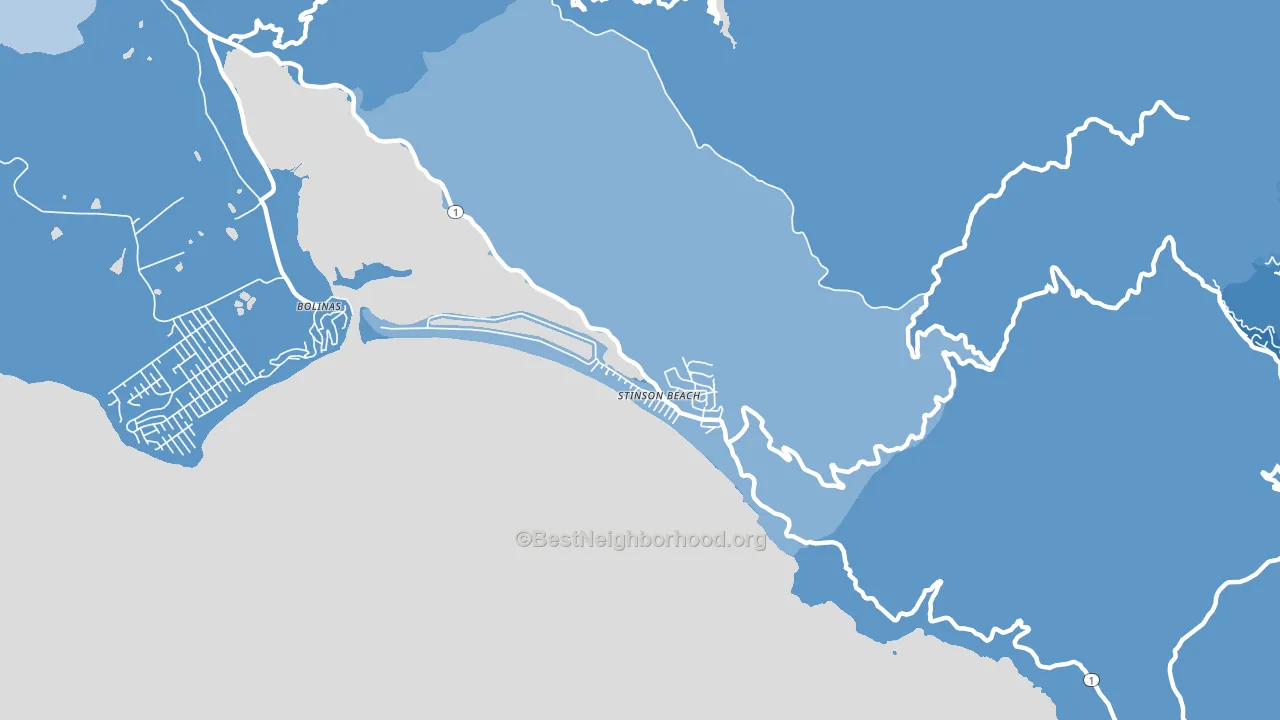 Stinson Beach, CA block-group political-lean map