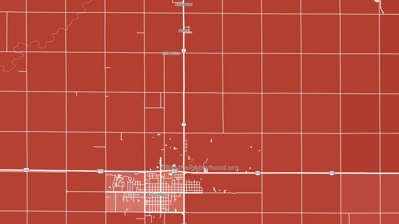 Stippville, KS block-group political-lean map