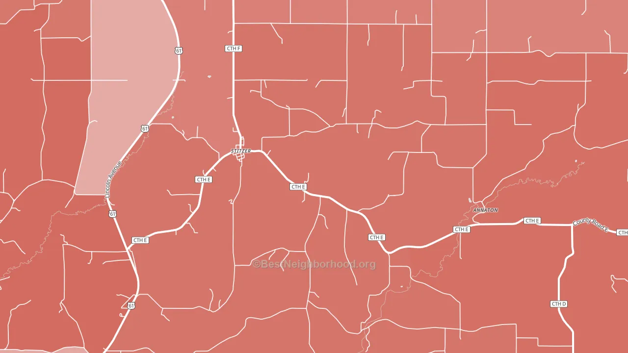 Stitzer, WI block-group political-lean map