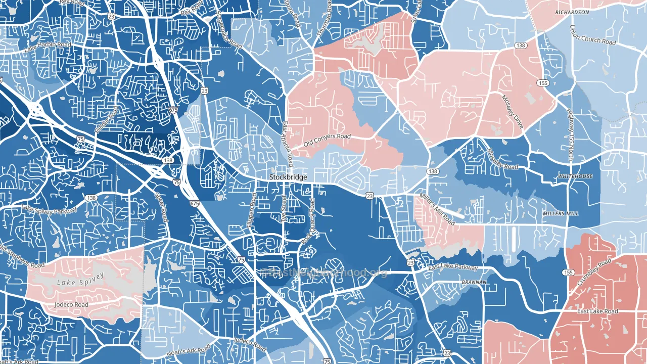 Stockbridge, GA block-group political-lean map