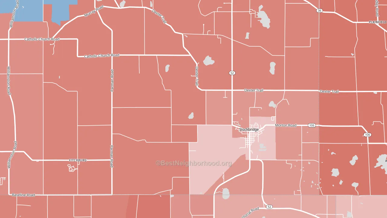 Stockbridge, MI block-group political-lean map