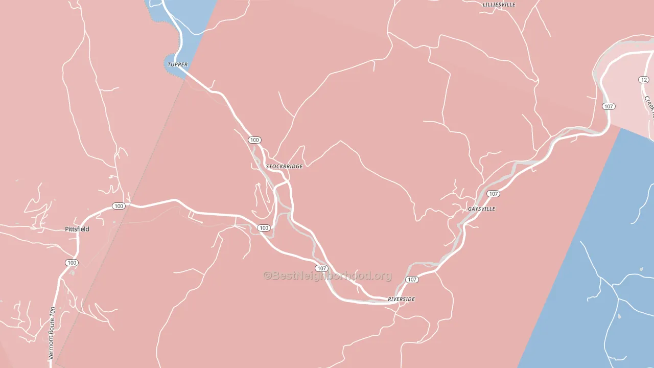 Stockbridge, VT block-group political-lean map