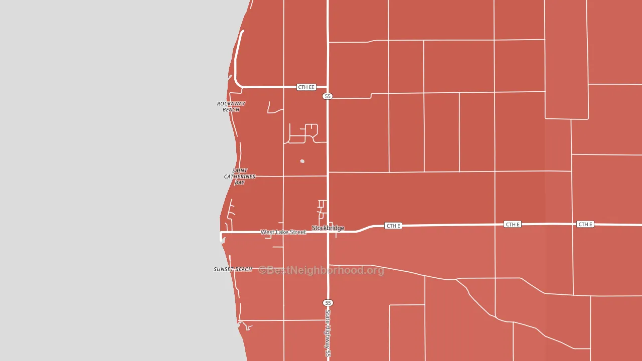 Stockbridge, WI block-group political-lean map