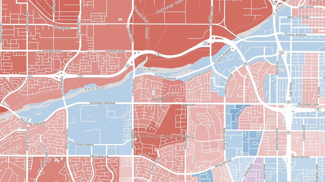 Stockdale Greens, Bakersfield, CA block-group political-lean map