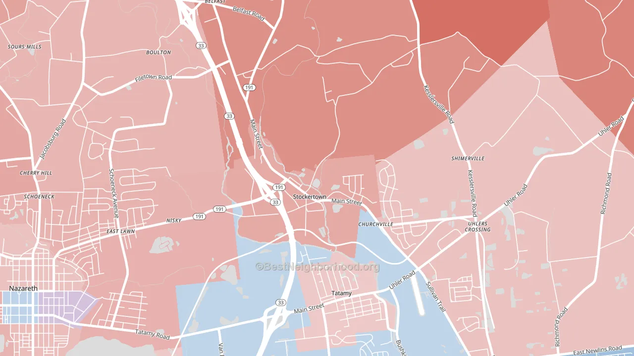Stockertown, PA block-group political-lean map
