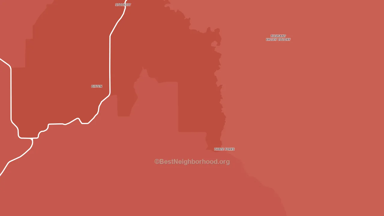 Stockett, MT block-group political-lean map