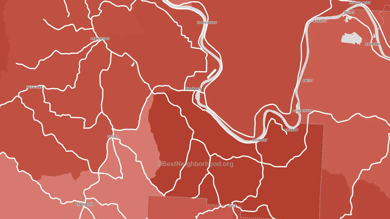 Stockport, OH block-group political-lean map