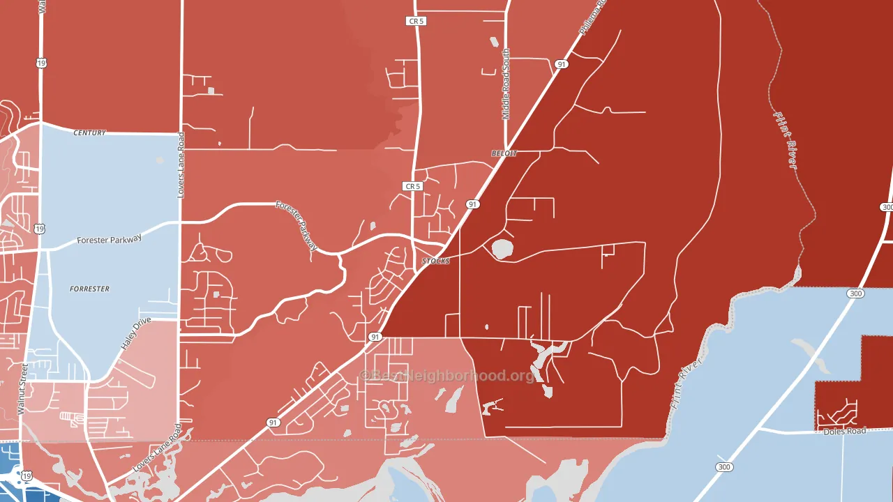 Stocks, GA block-group political-lean map