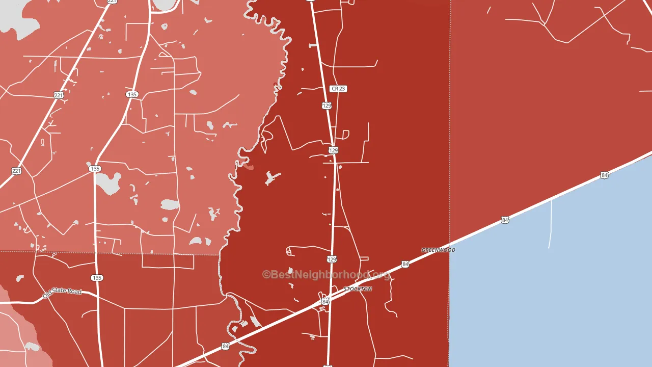 Stockton, GA block-group political-lean map