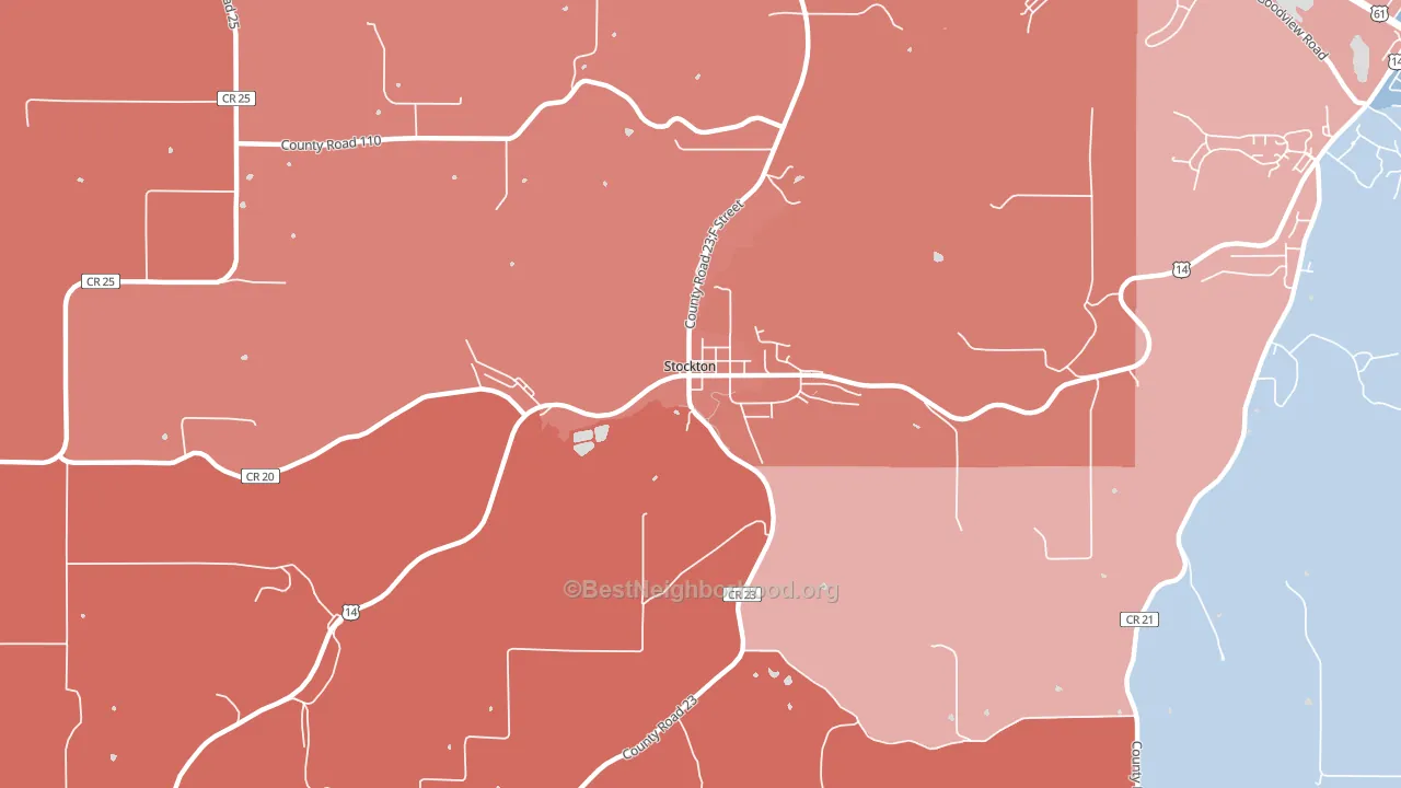Stockton, MN block-group political-lean map