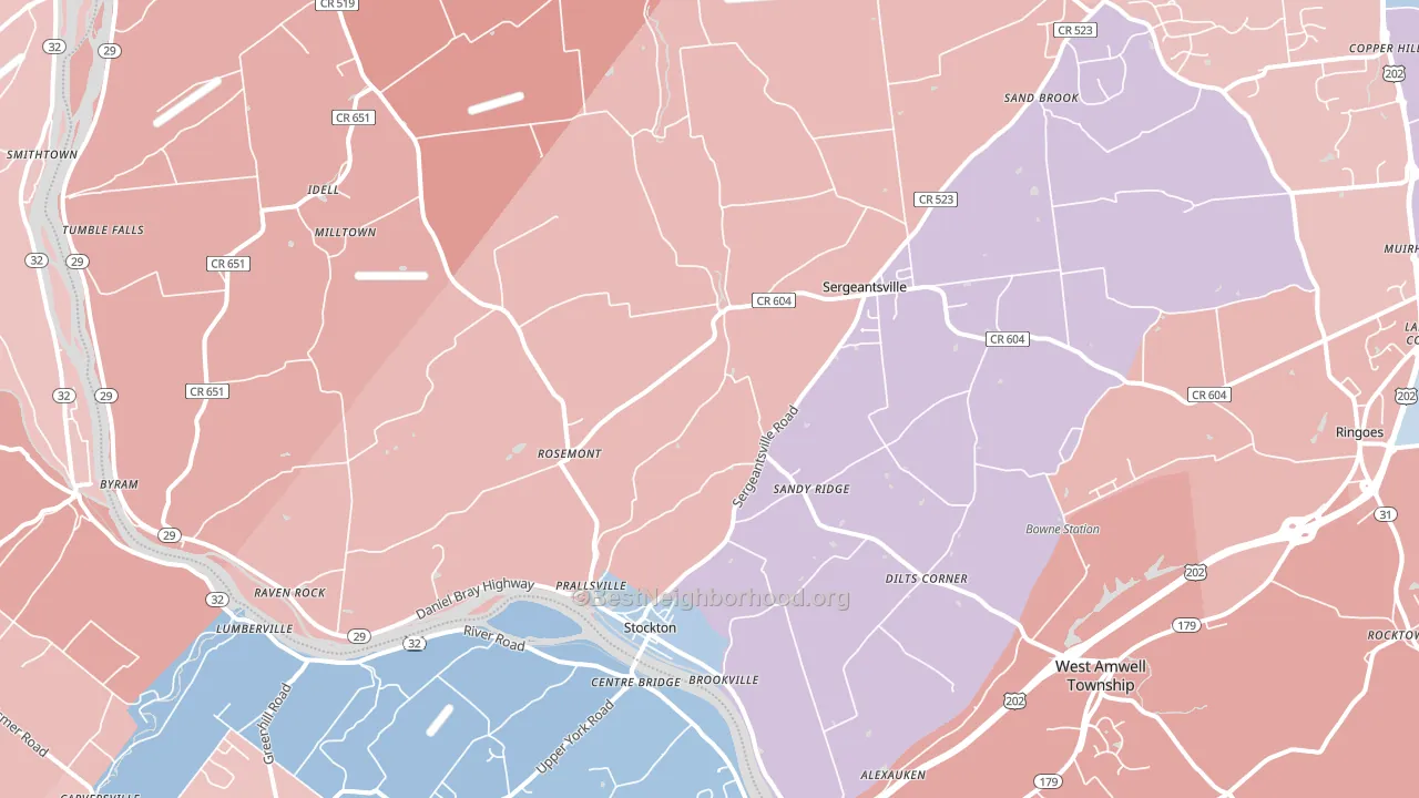 Stockton, NJ block-group political-lean map