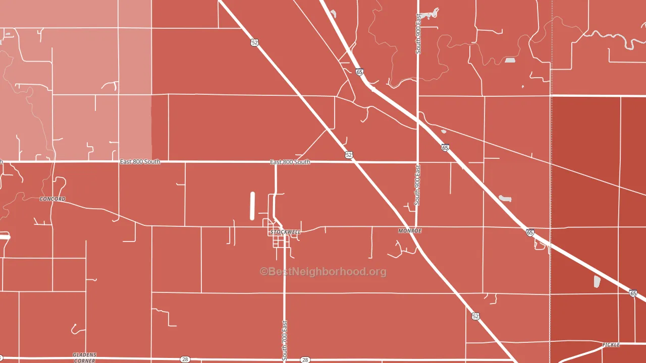 Stockwell, IN block-group political-lean map