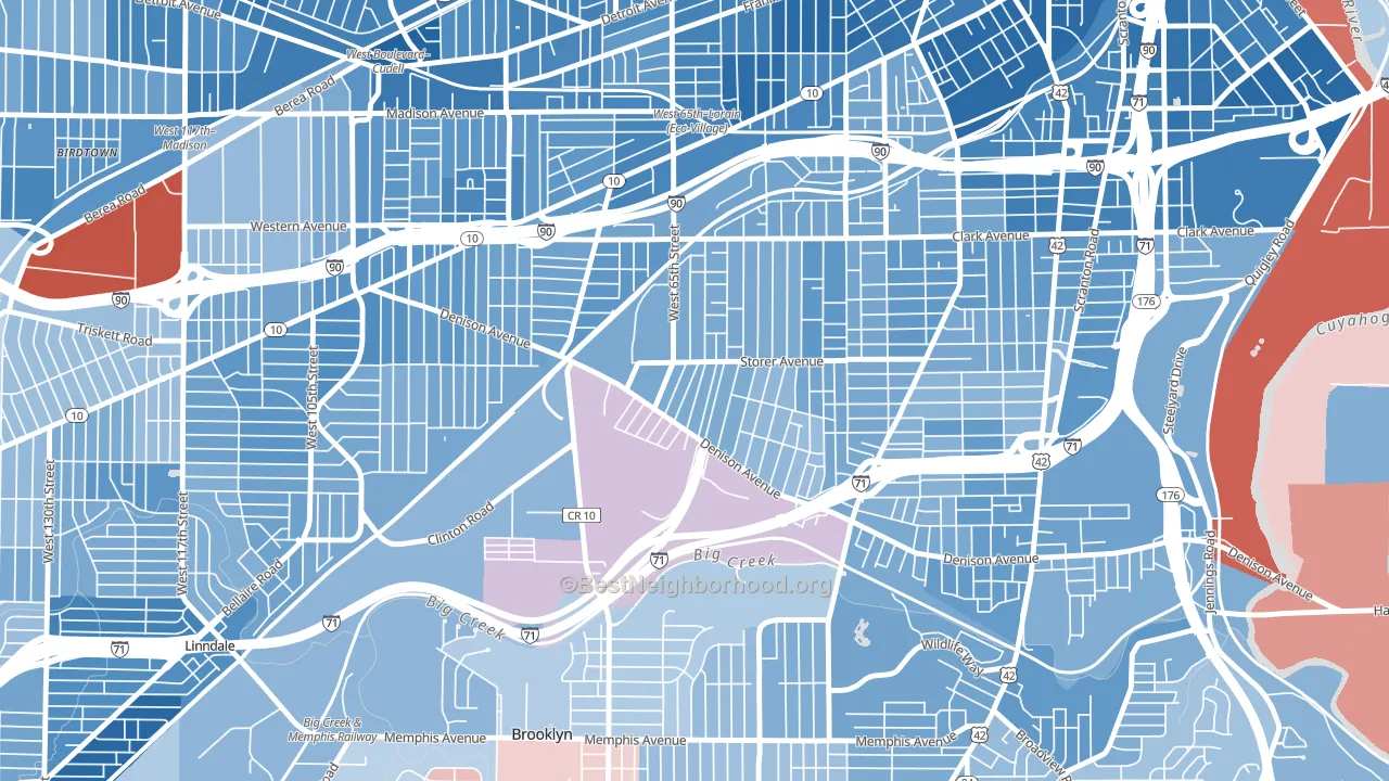 Stockyards, Cleveland, OH block-group political-lean map