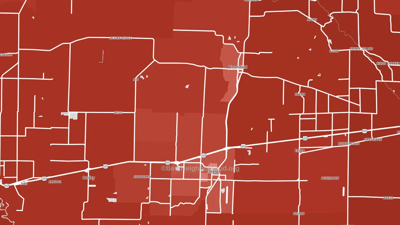 Stoddard County, MO block-group political-lean map