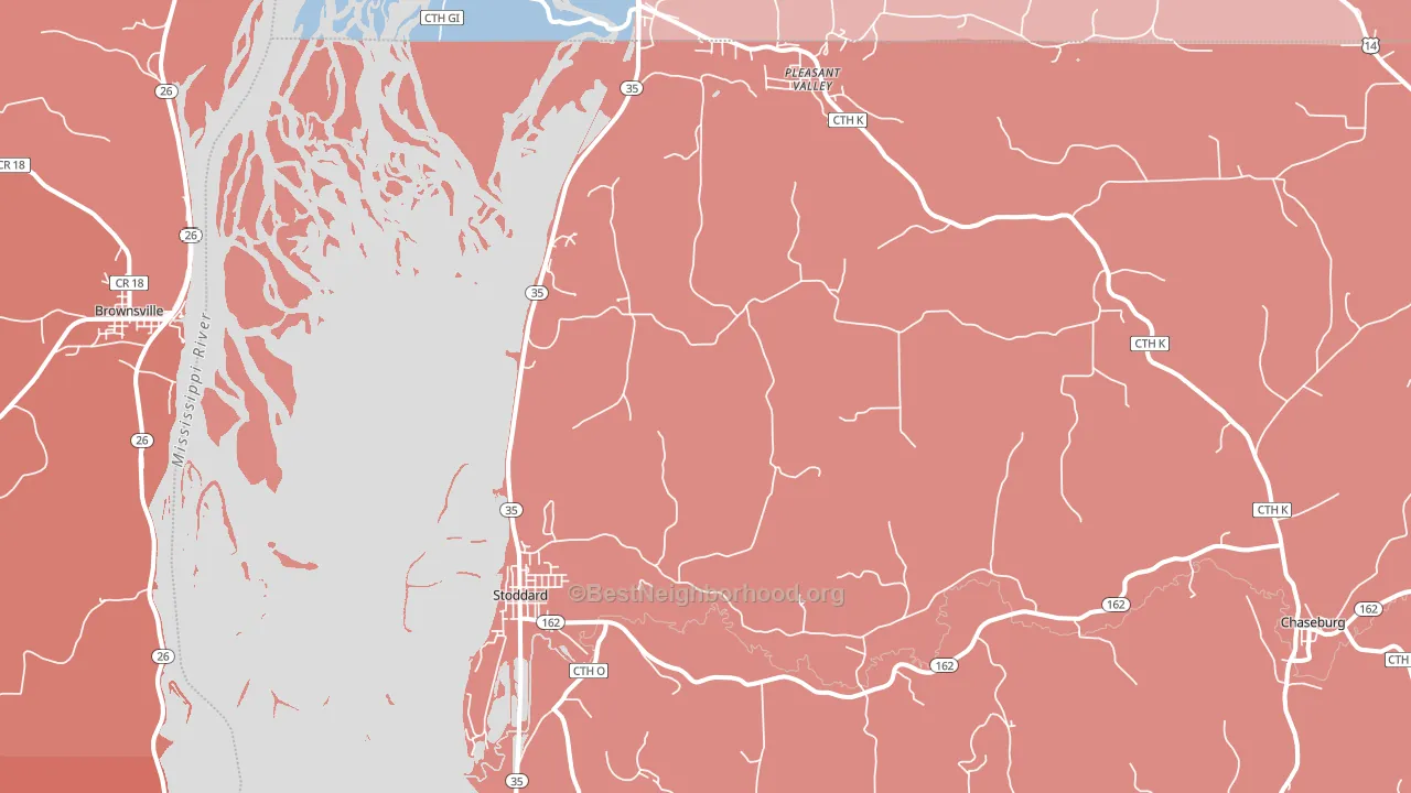 Stoddard, WI block-group political-lean map