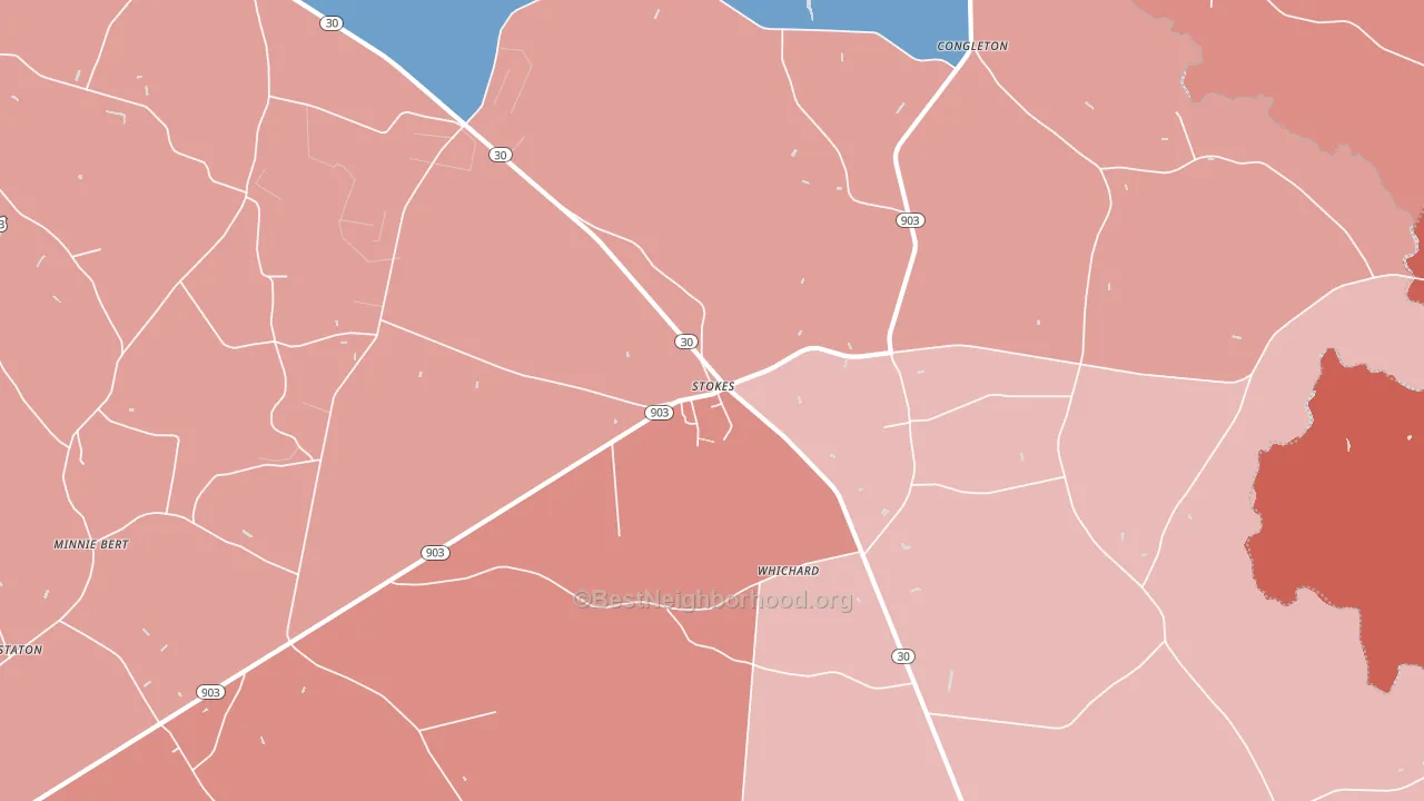 Stokes, NC block-group political-lean map