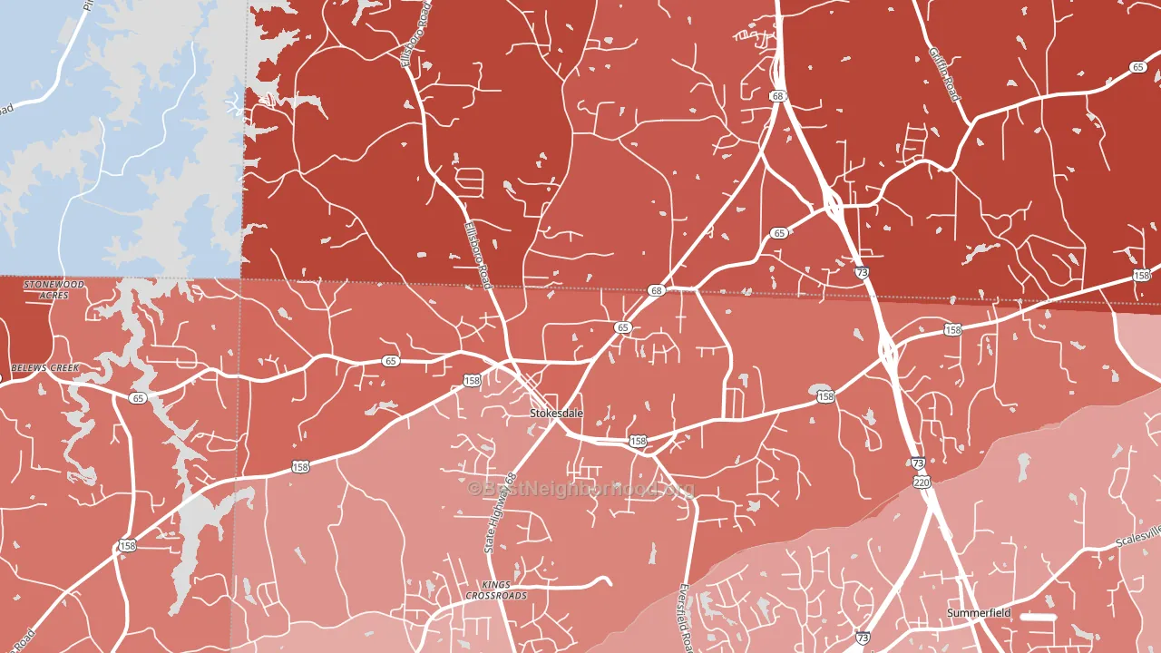 Stokesdale, NC block-group political-lean map