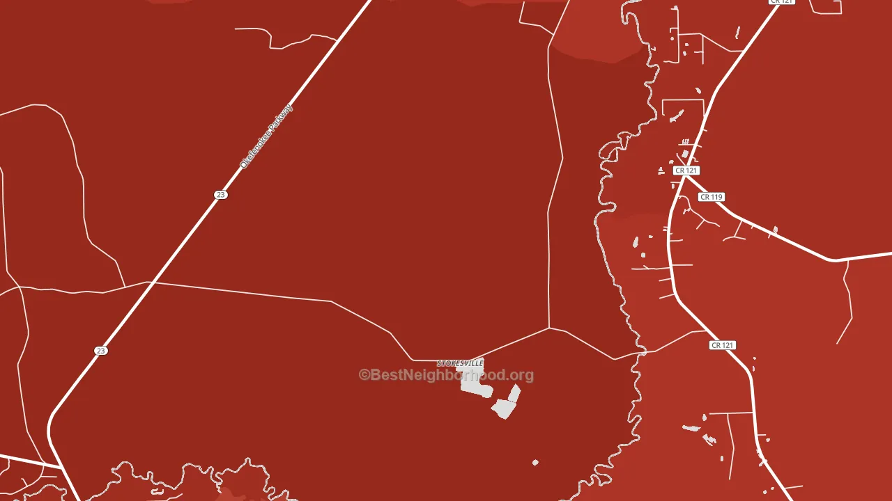 Stokesville, GA block-group political-lean map