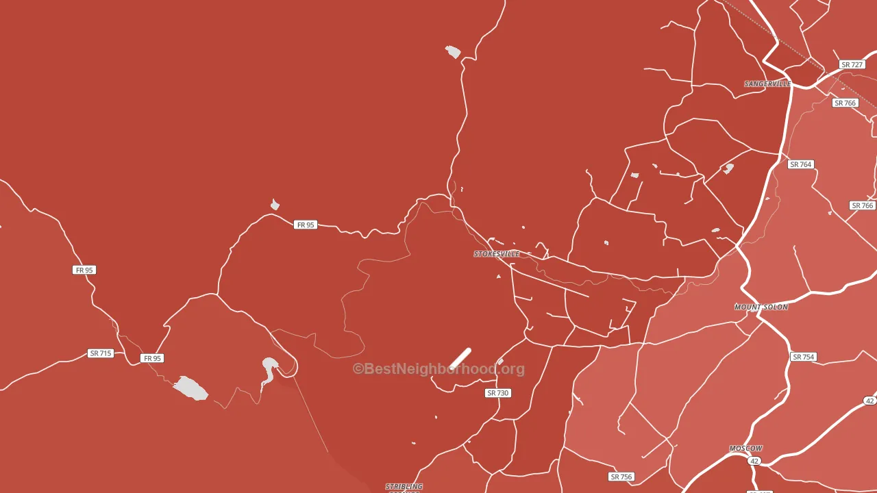 Stokesville, VA block-group political-lean map