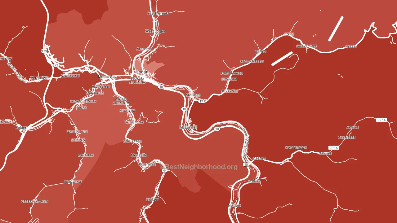 Stollings, WV block-group political-lean map