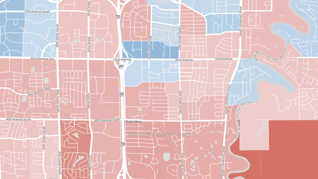 Stone Bridge, Fargo, ND block-group political-lean map