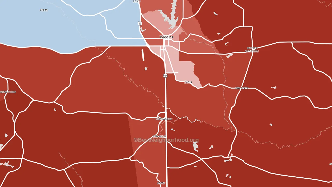 Stone County, MS block-group political-lean map