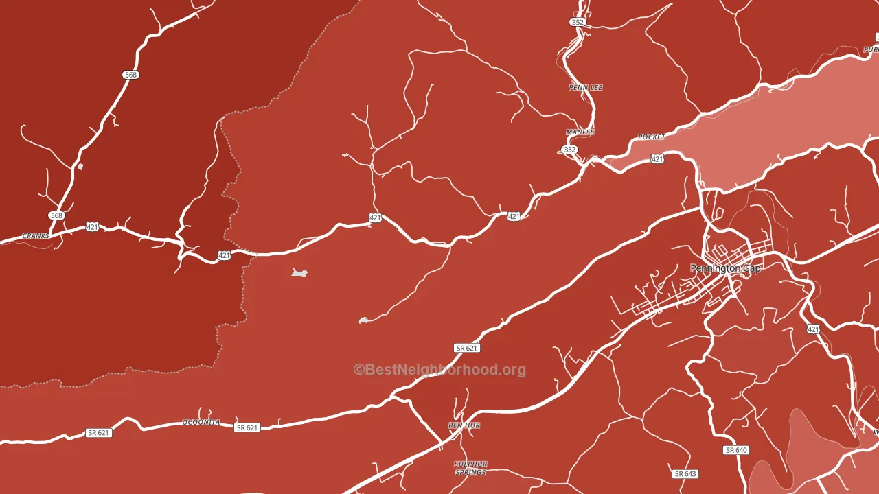 Stone Creek, VA block-group political-lean map