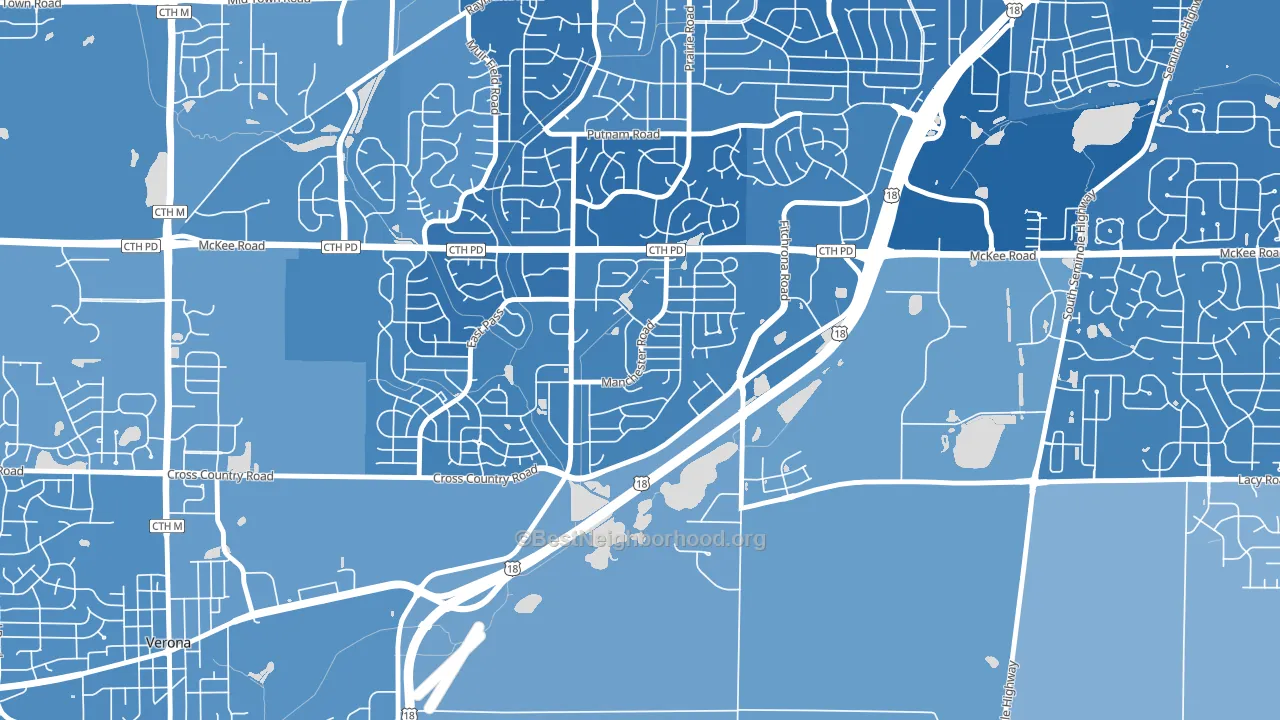 Stone Meadows, Madison, WI block-group political-lean map