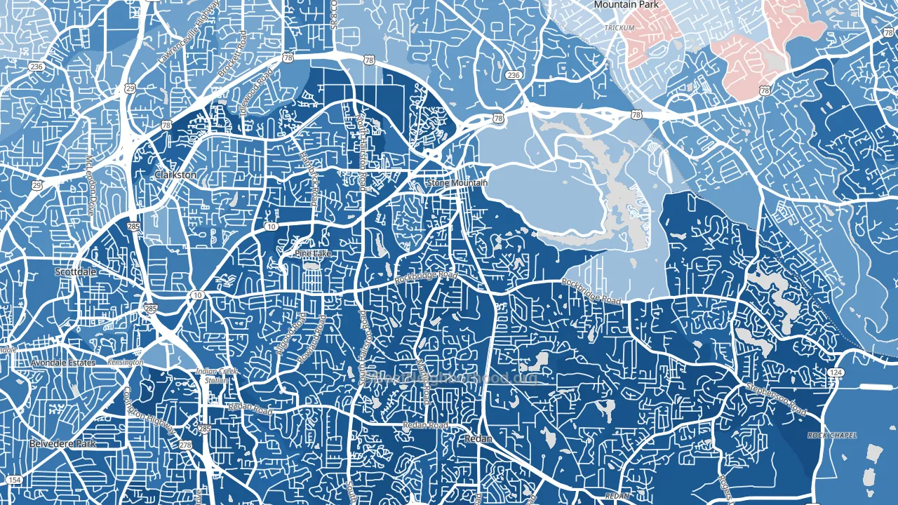 Stone Mountain, GA block-group political-lean map