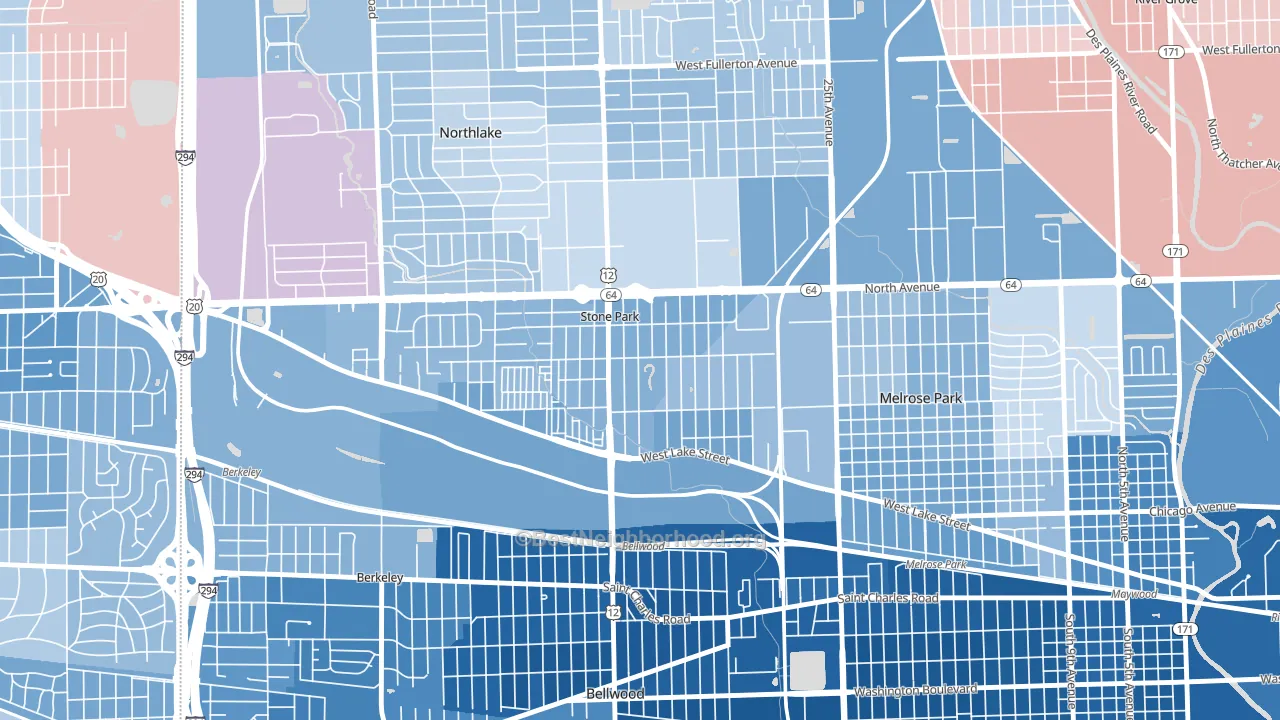 Stone Park, IL block-group political-lean map