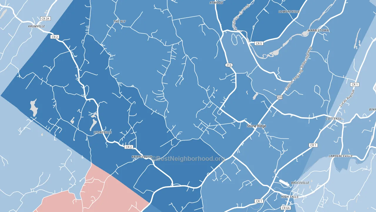 Stone Ridge, NY block-group political-lean map