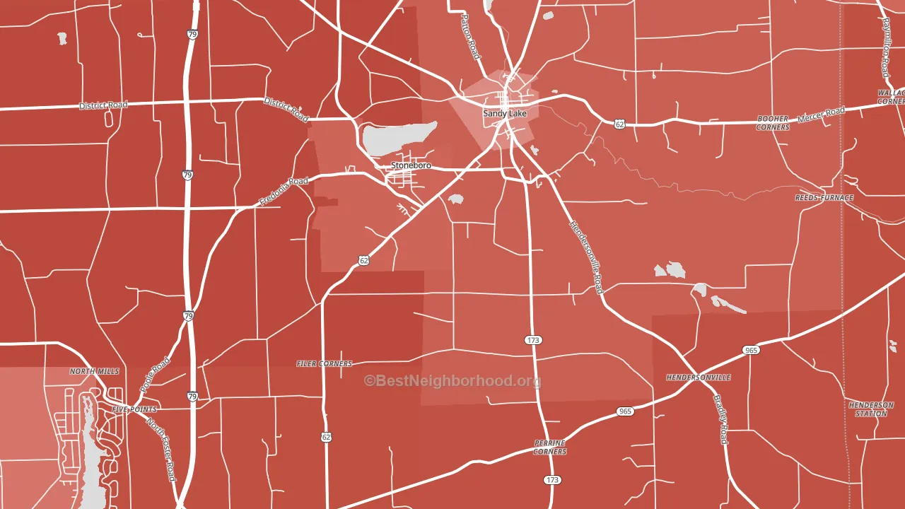 Stoneboro, PA block-group political-lean map