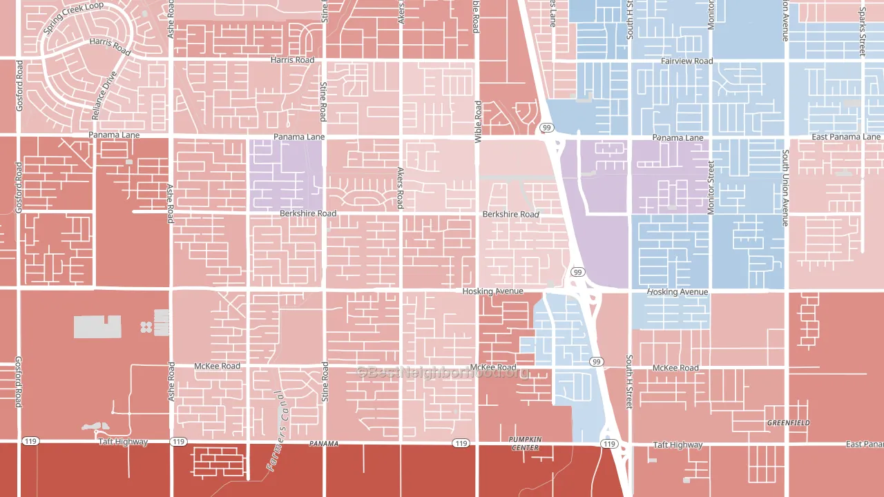 Stonegate, Bakersfield, CA block-group political-lean map