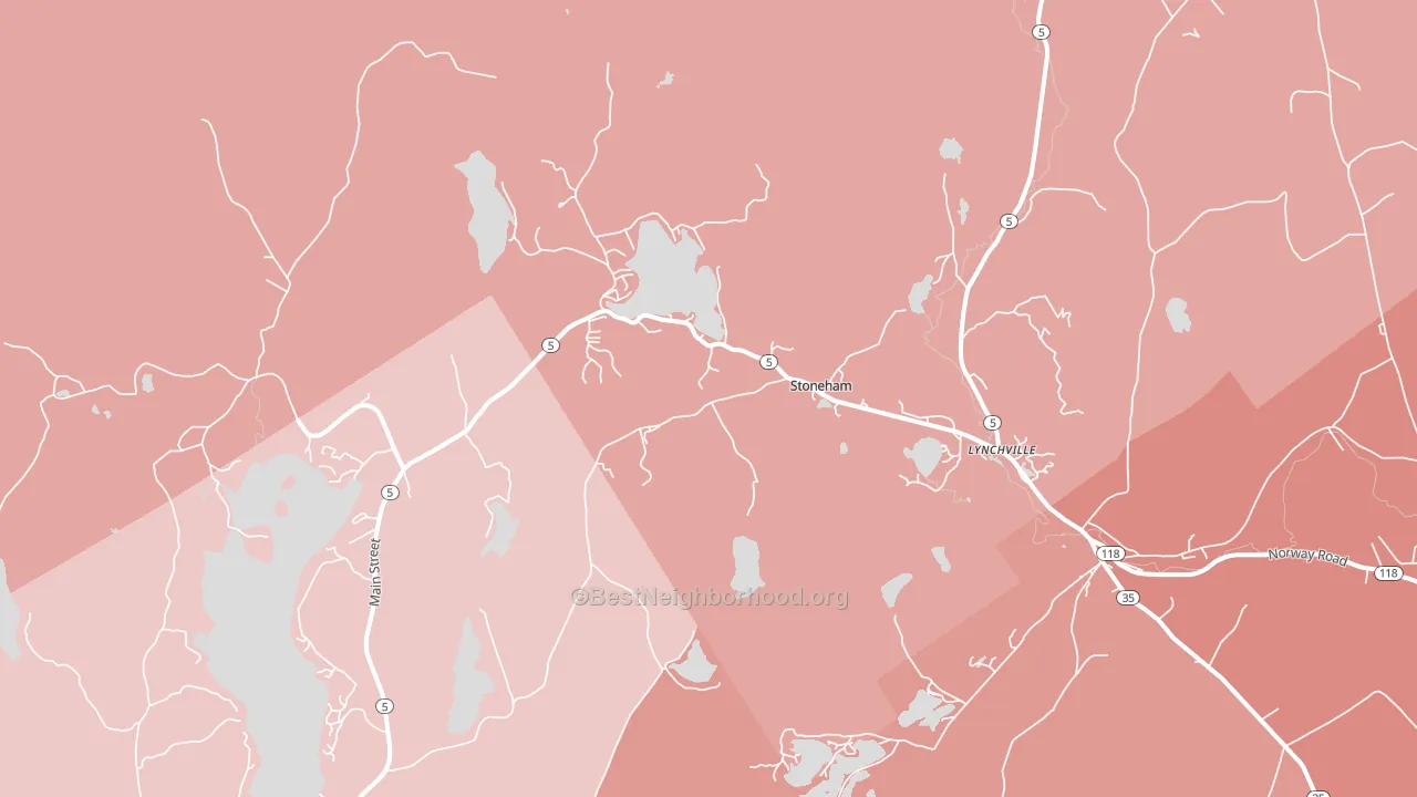 Stoneham, ME block-group political-lean map