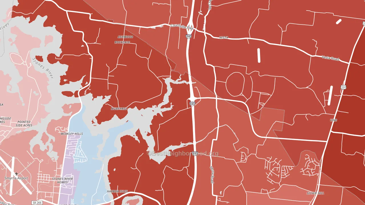 Stones River Homes, TN block-group political-lean map