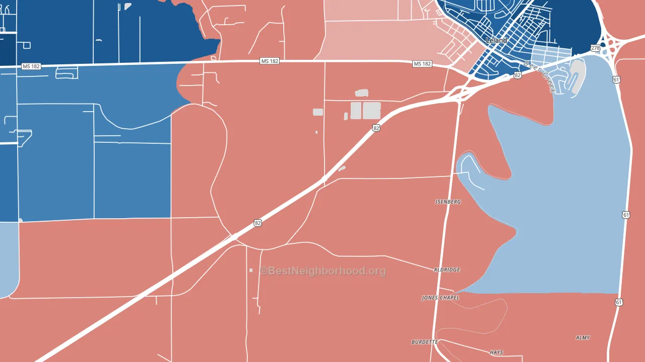 Stoneville, MS block-group political-lean map