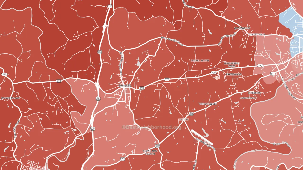 Stoneville, NC block-group political-lean map