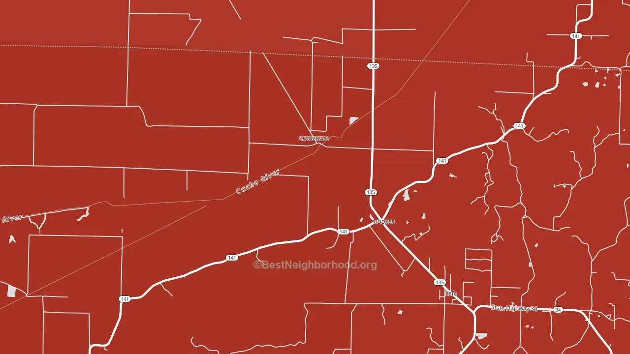 Stonewall, AR block-group political-lean map
