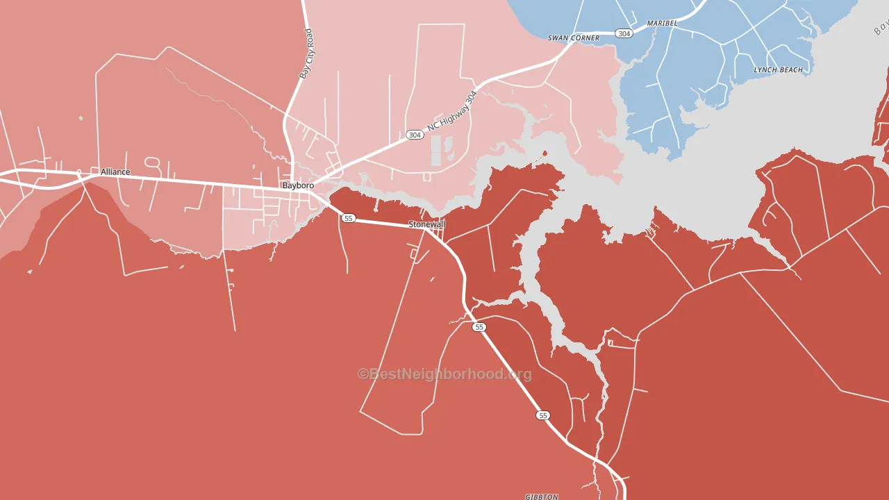 Stonewall, NC block-group political-lean map