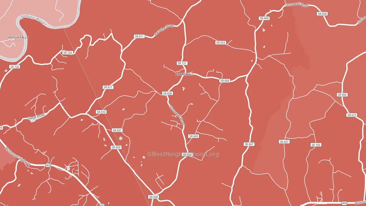 Stonewall, VA block-group political-lean map